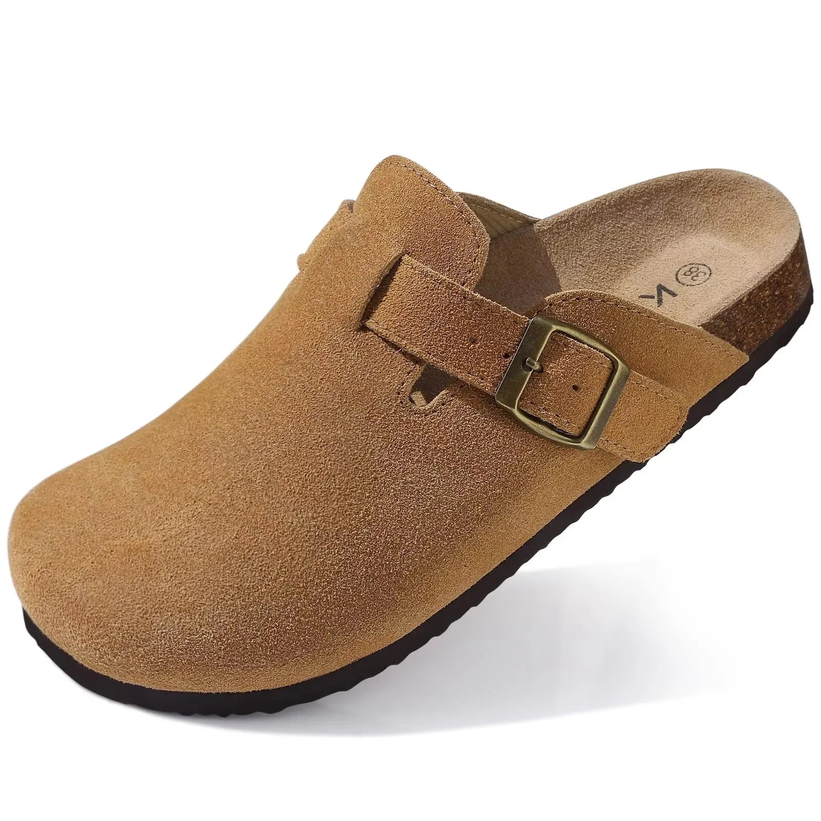 Crestar Fashion Clogs Slippers For Women Classic Suede Men Mules Cork Footbed Leather Potato Shoes With Arch Support Beach Slide