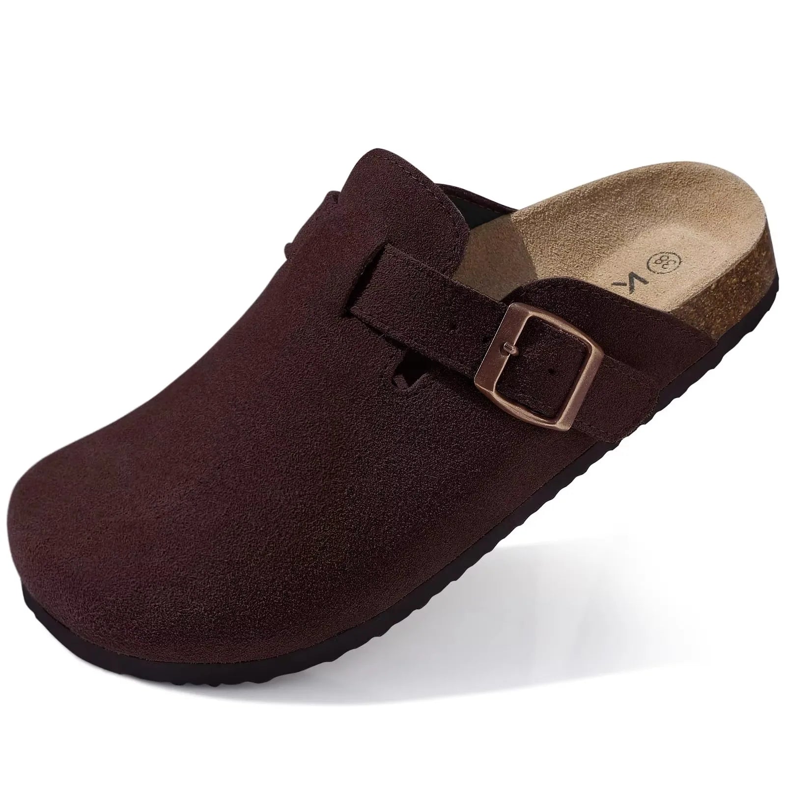 Crestar Fashion Clogs Slippers For Women Classic Suede Men Mules Cork Footbed Leather Potato Shoes With Arch Support Beach Slide